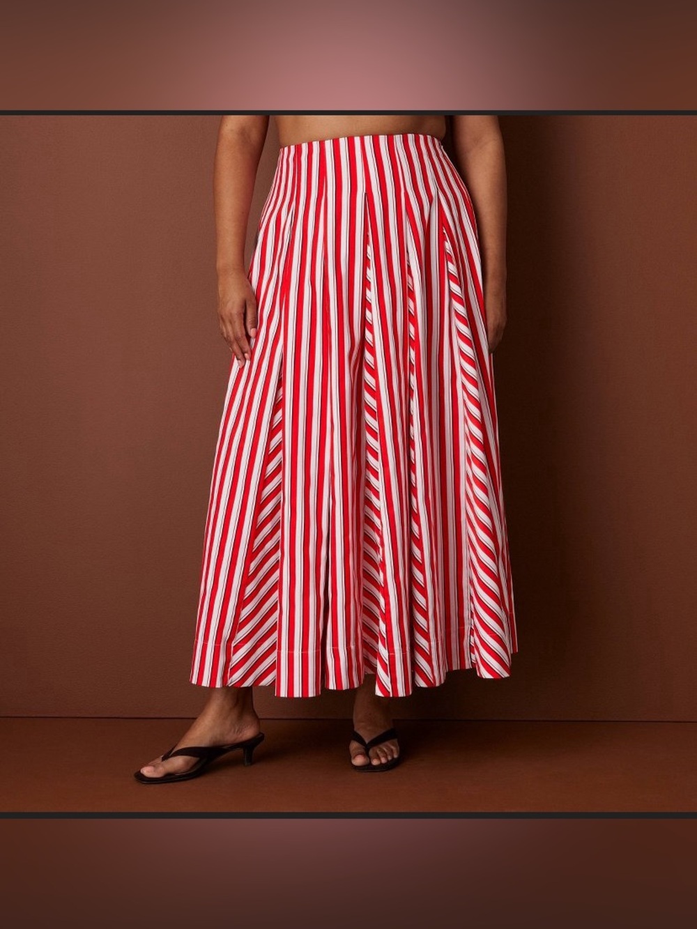 Size 4 Red Pleated Poplin Striped Midi Skirt Rosie Assoulin Target NWT S small
